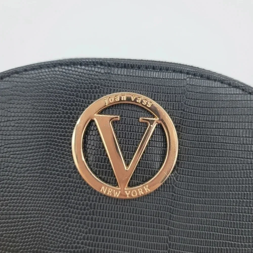 Joan Vass New York Black Lizard Embossed Wallet Gold